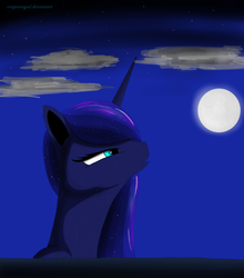 Size: 2448x2788 | Tagged: safe, artist:bluenight01, princess luna, g4, bathing, female, high res, moon, night, outdoors, solo, wet, wet mane