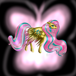 Size: 1024x1024 | Tagged: safe, artist:crazyaniknowit, fluttershy, g4, female, rainbow power, solo