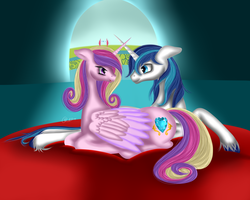 Size: 1024x819 | Tagged: safe, artist:crazyaniknowit, princess cadance, shining armor, g4, horn, horns are touching, ship:shiningcadance, shipping