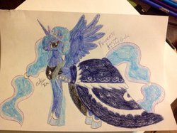 Size: 1024x765 | Tagged: safe, artist:crazyaniknowit, princess luna, g4, clothes, dress, female, gala dress, solo, traditional art