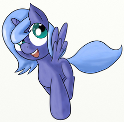 Size: 1165x1145 | Tagged: safe, artist:springveil, princess luna, g4, female, filly, running, smiling, solo, spread wings, woona