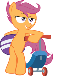 Size: 1761x2235 | Tagged: safe, artist:hoodie-stalker, scootaloo, pegasus, pony, g4, bipedal, bipedal leaning, female, filly, foal, grin, helmet, leaning, scooter, simple background, smiling, solo, speaker, teeth, transparent background, vector