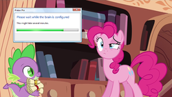 Size: 500x281 | Tagged: safe, edit, edited screencap, screencap, pinkie pie, spike, g4, microsoft windows