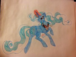 Size: 1024x765 | Tagged: safe, artist:crazyaniknowit, trixie, pony, unicorn, g4, alicorn amulet, female, mare, solo, traditional art