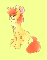 Size: 201x255 | Tagged: safe, artist:humming-way, apple bloom, g4, female, simple background, sitting, solo