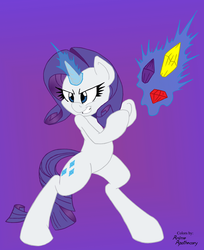 Size: 508x622 | Tagged: safe, artist:anime-apothecary, artist:dfectivedvice, rarity, pony, fighting is magic, g4, bipedal, female, grin, magic, solo