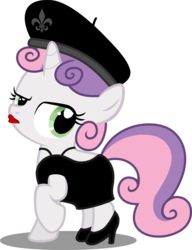 Size: 6184x8032 | Tagged: safe, artist:atomicmillennial, sweetie belle, pony, unicorn, g4, absurd resolution, beret, clothes, dress, female, filly, foal, high heels, lipstick, simple background, solo, transparent background