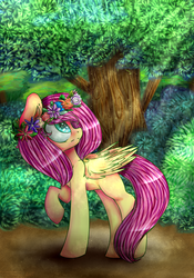 Size: 2222x3169 | Tagged: safe, artist:kilamuri, fluttershy, g4, female, floral head wreath, high res, solo