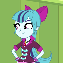 Size: 1792x1799 | Tagged: safe, edit, edited screencap, screencap, sonata dusk, equestria girls, g4, my little pony equestria girls: rainbow rocks, alternate hairstyle, bow, bowtie, cute, female, meme, smiling, solo, sonata's alternate hairstyle, sonatabetes