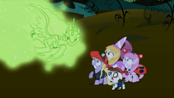 Size: 1366x768 | Tagged: safe, screencap, dinky hooves, nightmare moon, noi, pipsqueak, piña colada, earth pony, ladybug, pony, g4, luna eclipsed, clothes, colt, costume, firefighter, male, pirate, piña cutelada, princess