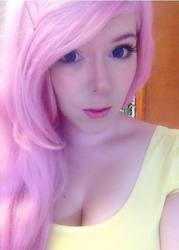 Size: 458x641 | Tagged: safe, artist:mintyblitzz, fluttershy, human, g4, cleavage, cosplay, female, irl, irl human, makeup, photo, solo