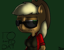 Size: 1110x873 | Tagged: safe, artist:tehboxpony, applejack, earth pony, anthro, g4, glasses, simple background, sunglasses, too cool