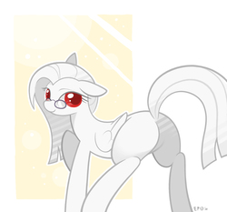 Size: 2500x2332 | Tagged: safe, artist:b-epon, oc, oc only, oc:whiter penmanship, butt, explicit source, featureless crotch, floppy ears, glasses, high res, looking at you, looking back, plot, raised hoof