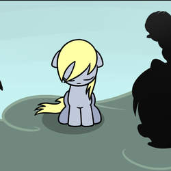 Size: 555x555 | Tagged: safe, artist:drawponies, derpy hooves, pegasus, pony, g4, female, mare, sad, silhouette