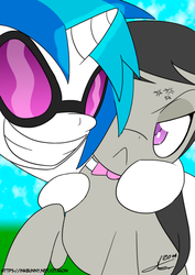 Size: 1240x1754 | Tagged: safe, artist:otakon, dj pon-3, octavia melody, vinyl scratch, g4, female, lesbian, selfie, ship:scratchtavia, shipping