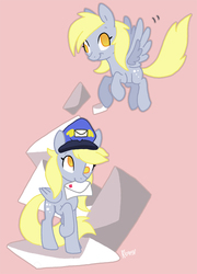 Size: 590x819 | Tagged: safe, artist:kiguren, derpy hooves, pegasus, pony, g4, female, mail, mailpony, mare, solo