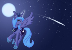 Size: 1280x880 | Tagged: safe, artist:aeondragon, princess luna, g4, comet, female, magic, s1 luna, solo, space