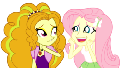 Size: 1366x768 | Tagged: safe, artist:rivalcat, adagio dazzle, fluttershy, equestria girls, g4, my little pony equestria girls: rainbow rocks, adagio dazzle gets around, adagioshy, adoragio, cute, duo, female, flutterdagio, lesbian, shipping, shyabetes, shyagio, vector