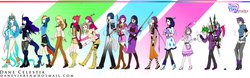 Size: 1600x498 | Tagged: safe, artist:dane-of-celestia, artist:danecelestia, apple bloom, applejack, boulder (g4), fluttershy, maud pie, pinkie pie, princess cadance, princess celestia, princess luna, rainbow dash, rarity, scootaloo, shining armor, spike, sweetie belle, twilight sparkle, human, g4, crossover, humanized, rwby, weapon