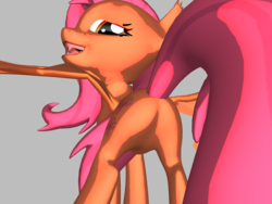 Size: 2000x1500 | Tagged: safe, fluttershy, bat pony, pony, ponylumen, g4, 3d, 3d pony creator, butt, fangs, featureless crotch, female, flutterbat, looking at you, looking back, mare, plot, solo