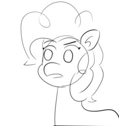 Size: 413x438 | Tagged: safe, edit, editor:redweasel, pinkie pie, g4, female, omg, raised eyebrow, reaction image, sketch, solo, uneasy