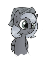 Size: 300x394 | Tagged: safe, artist:munadrake, princess luna, g4, cartographer's cap, female, filly, grayscale, hat, monochrome, smiling, solo, woona