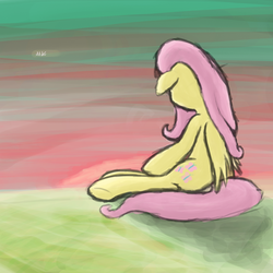 Size: 1500x1500 | Tagged: safe, artist:mang, fluttershy, g4, female, solo, sunset