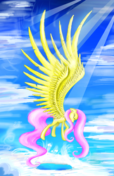 Size: 2169x3343 | Tagged: safe, artist:flamevulture17, fluttershy, g4, female, flying, high res, large wings, solo, wings