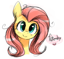 Size: 663x617 | Tagged: safe, artist:bae-mon, fluttershy, pony, g4, bust, cute, female, head only, heart, looking at you, portrait, shyabetes, simple background, solo, white background