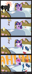 Size: 1050x2400 | Tagged: safe, artist:dm29, shining armor, smarty pants, the headless horse, twilight sparkle, headless horse, pony, unicorn, g4, bed, comic, duo, filly, filly twilight sparkle, horror, juice box, not blood, screaming, the godfather