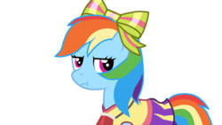 Size: 1280x720 | Tagged: safe, artist:stockingstreams, rainbow dash, g4, rainbow falls, bow, cheerleader, clothes, female, rainbow dash always dresses in style, simple background, skirt, solo, transparent background, vector
