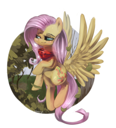 Size: 2257x2487 | Tagged: safe, artist:carligercarl, fluttershy, pegasus, pony, g4, autumn, clothes, female, flying, high res, scarf, solo, tree