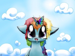 Size: 960x720 | Tagged: safe, artist:kot6, rainbow dash, butterfly, pony, g4, drool, female, solo