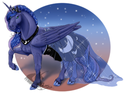 Size: 650x492 | Tagged: safe, artist:tarakas, princess luna, alicorn, pony, g4, clothes, dress, female, hoers, raised hoof, realistic, solo