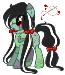 Size: 1024x1181 | Tagged: safe, artist:lunarahartistry, oc, oc only, oc:scarlet stitch, original species, blood, solo