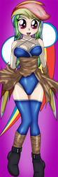 Size: 300x900 | Tagged: safe, artist:ratachu666, rainbow dash, human, g4, adorasexy, assassin, breasts, cleavage, clothes, cute, dashabetes, humanized, katar, ragnarok online, sexy, socks, stupid sexy rainbow dash, thigh highs