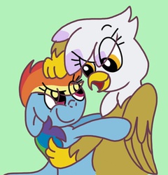 Size: 512x534 | Tagged: safe, artist:colorfulwonders, gilda, rainbow dash, griffon, g4