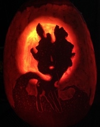 Size: 1816x2320 | Tagged: safe, artist:shaadorian, artist:watermelonrat, princess luna, g4, female, jack-o-lantern, moon, pumpkin, solo