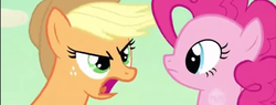 Size: 851x324 | Tagged: safe, screencap, applejack, pinkie pie, g4, the last roundup