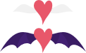 Size: 153x94 | Tagged: safe, artist:parclytaxel, oc, oc only, oc:sapphire scarletta, oc:veronica scarletta, bat wings, cutie mark, cutie mark only, error, heart, no pony, simple background, svg, transparent background, vector, wings