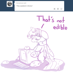 Size: 1191x1200 | Tagged: safe, artist:miroslav46, twilight sparkle, alicorn, pony, g4, clothes, computer, dialogue, female, homeless, homeless twilight, mare, sad, scarf, socks, twilight sparkle (alicorn)