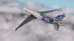Size: 1920x1080 | Tagged: safe, artist:fadhilpf, 3d, aircraft, b777, crossover, equestrian airlines, flying, mod, plane