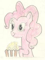 Size: 2501x3295 | Tagged: safe, artist:barryfrommars, pinkie pie, g4, high res, pencil drawing, popcorn, popcorn box, traditional art