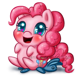 Size: 300x300 | Tagged: safe, artist:sarilain, pinkie pie, g4, blushing, cute, diapinkes, female, plushie, solo