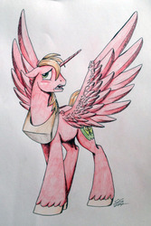 Size: 640x960 | Tagged: safe, artist:psponyartist, big macintosh, alicorn, pony, g4, alicornified, bigmacicorn, male, princess big mac, solo, traditional art