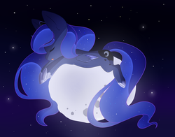 Size: 1024x803 | Tagged: safe, artist:samandriilrf, princess luna, g4, eyes closed, female, moon, prone, sleeping, solo, tangible heavenly object