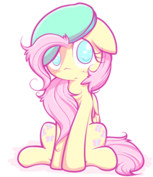 Size: 950x1100 | Tagged: safe, artist:spikedmauler, fluttershy, pegasus, pony, g4, beret, female, floppy ears, hat, solo