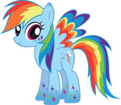 Size: 6341x5497 | Tagged: safe, artist:sugar-loop, rainbow dash, g4, absurd resolution, female, looking at you, rainbow power, simple background, smiling, solo, spread wings, transparent background, vector, wingding eyes