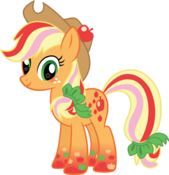 Size: 5730x5931 | Tagged: safe, artist:sugar-loop, applejack, g4, absurd resolution, female, rainbow power, simple background, solo, transparent background, vector