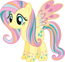 Size: 5635x5395 | Tagged: safe, artist:sugar-loop, fluttershy, g4, absurd resolution, female, rainbow power, simple background, solo, transparent background, vector